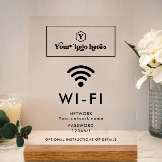 Details zur Wi-Fi-Netzwerk- und Kennwortanmeldung Acrylschild