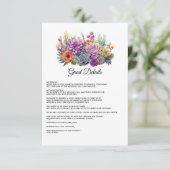 Details zur Wüste Hues Floral Wedding Begleitkarte (Stehend Vorderseite)