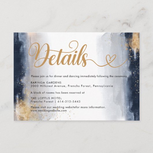 Details zur Zeremonie für Hochzeiten in der Marine Begleitkarte (Vorderseite)