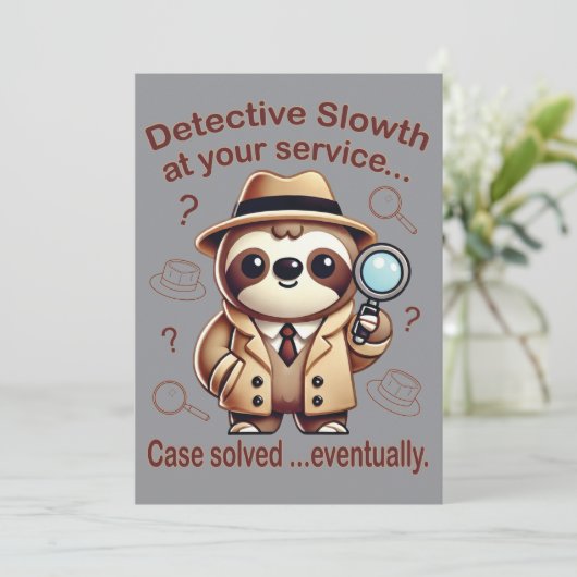 "Detection Sloth" Faultier Einladung (Stehend Vorderseite)