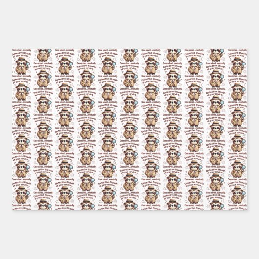 "Detection Sloth" Faultier Geschenkpapier Set (Vorderseite 3)
