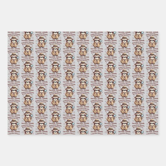 "Detection Sloth" Faultier Geschenkpapier Set (Vorderseite 2)