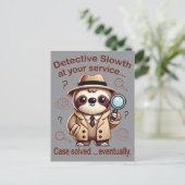 "Detection Sloth" Faultier Postkarte (Stehend Vorderseite)