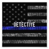 Detection Thin Blue Line Distressed Flag Fotodruck (Vorne)