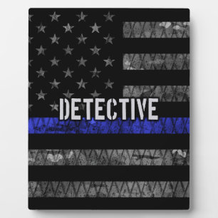 Detection Thin Blue Line Distressed Flag Fotoplatte