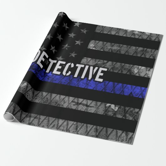 Detection Thin Blue Line Distressed Flag Geschenkpapier (Ungerollt)