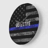 Detection Thin Blue Line Distressed Flag Große Wanduhr (Winkel)