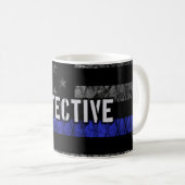 Detection Thin Blue Line Distressed Flag Kaffeetasse (VorderseiteRechts)