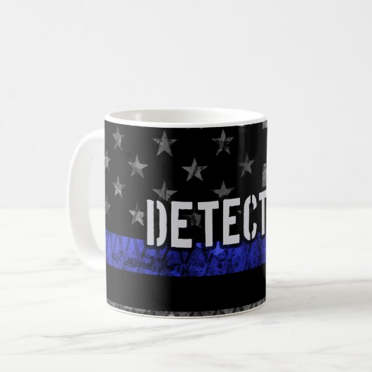 Detection Thin Blue Line Distressed Flag Kaffeetasse (Vorderseite Links)