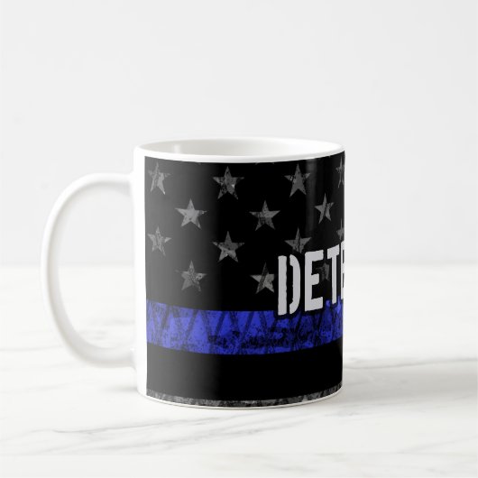 Detection Thin Blue Line Distressed Flag Kaffeetasse (Links)
