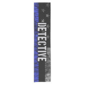 Detection Thin Blue Line Distressed Flag Kurzer Tischläufer (Vorderseite)