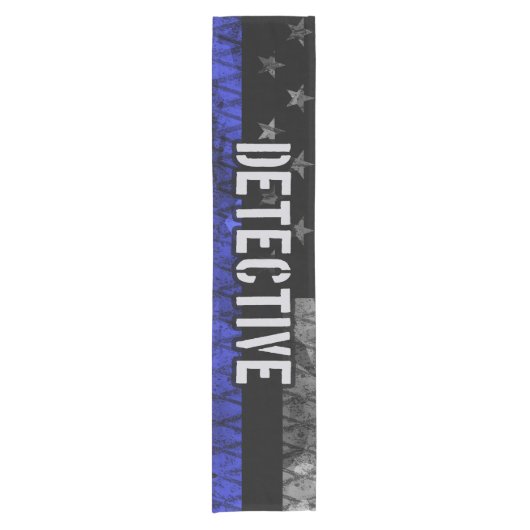 Detection Thin Blue Line Distressed Flag Kurzer Tischläufer (Vorderseite)