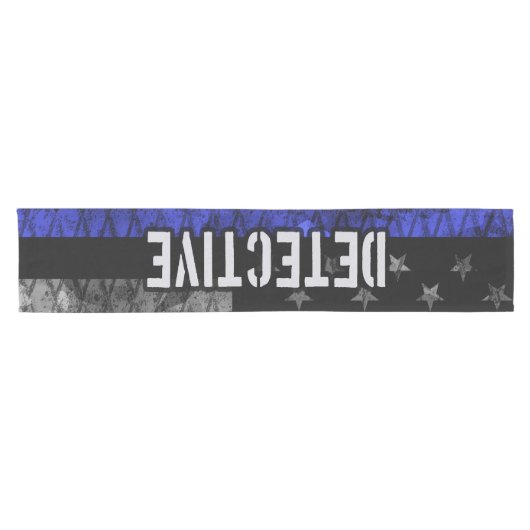 Detection Thin Blue Line Distressed Flag Kurzer Tischläufer (Horizontal)