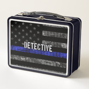 Detection Thin Blue Line Distressed Flag Metall Brotdose