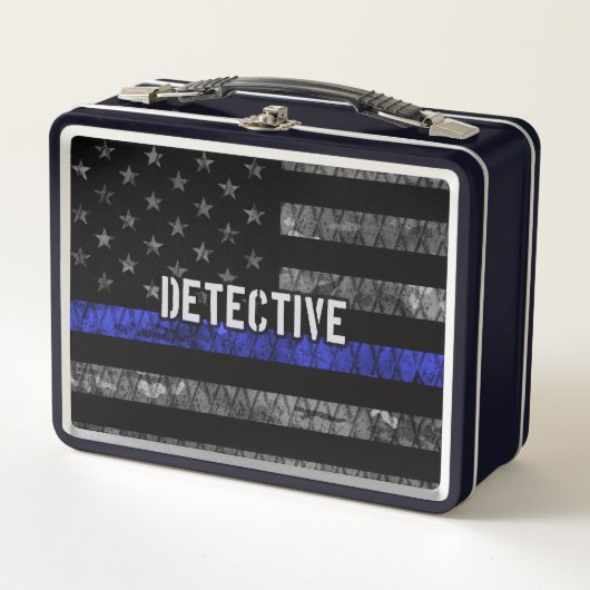 Detection Thin Blue Line Distressed Flag Metall Brotdose (Vorderseite)