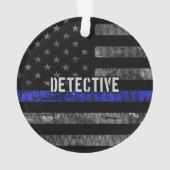 Detection Thin Blue Line Distressed Flag Ornament (Rückseite)