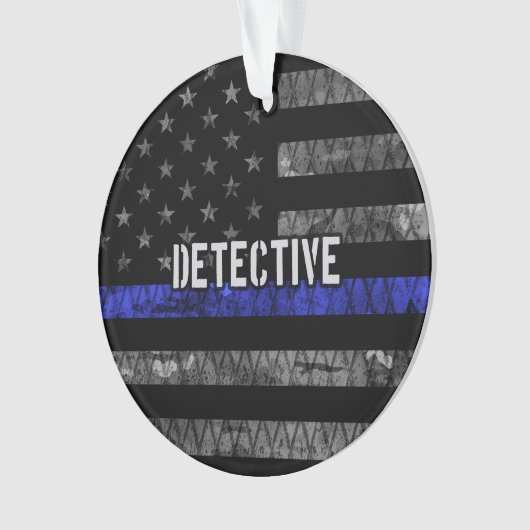 Detection Thin Blue Line Distressed Flag Ornament (Vorderseite)