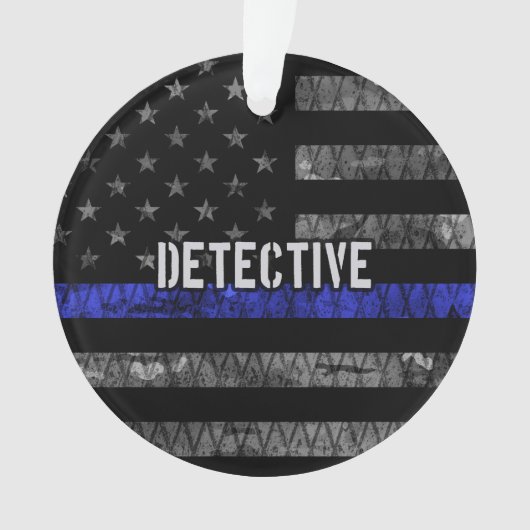 Detection Thin Blue Line Distressed Flag Ornament (Vorderseite)