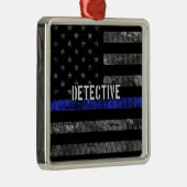 Detection Thin Blue Line Distressed Flag Ornament Aus Metall (Rechts)