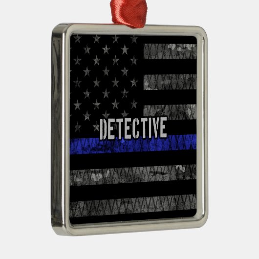 Detection Thin Blue Line Distressed Flag Ornament Aus Metall (Rechts)