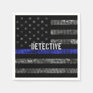 Detection Thin Blue Line Distressed Flag Serviette