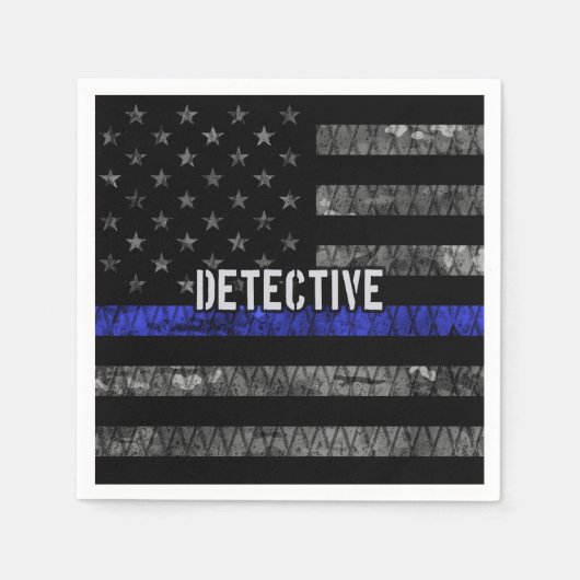 Detection Thin Blue Line Distressed Flag Serviette (Vorderseite)