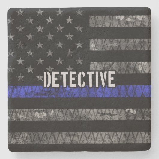 Detection Thin Blue Line Distressed Flag Steinuntersetzer (Vorderseite)