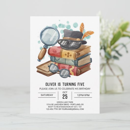 Detective Digital Spy zum Geburtstag Einladung (Stehend Vorderseite)