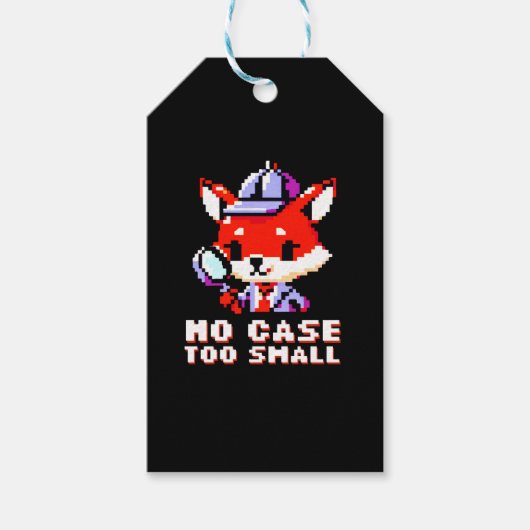 Detective Fox - Kein Fall zu klein Pixel Art Geschenkanhänger (Vorderseite)