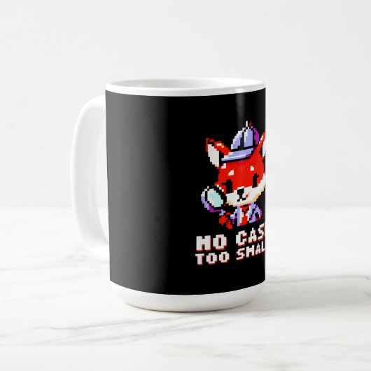 Detective Fox - Kein Fall zu klein Pixel Art Kaffeetasse (Vorderseite Links)