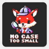 Detective Fox - Kein Fall zu klein Pixel Art Quadratischer Aufkleber (Vorderseite)