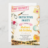 Detective girl party invitation einladung (Vorne/Hinten)
