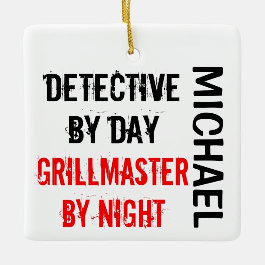 Detective Grillmaster CUSTOM Keramikornament (Vorderseite)