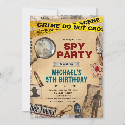 Detective Mystery Birthday Invitation Einladung (Vorderseite)