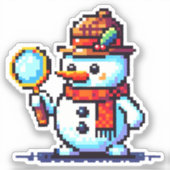 Detective Snowman - Funny Pixel Art Winter Mystery Aufkleber (Vorderseite)