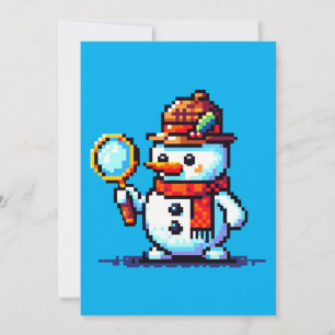 Detective Snowman - Funny Pixel Art Winter Mystery Feiertagskarte