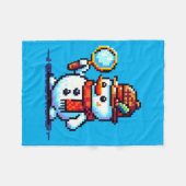 Detective Snowman - Funny Pixel Art Winter Mystery Fleecedecke (Vorderseite (Horizontal))