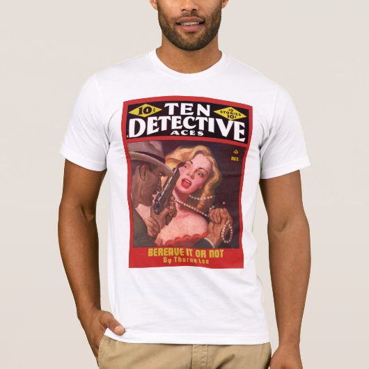 DETEKTIV coole Vintage Massen-Titelseiten-Kunst T-Shirt (Vorderseite)