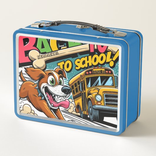 Detektiv Hund zurück zum Schulessen Metall Brotdose (Rückseite)