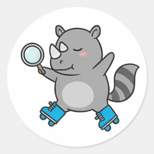 Detektiv Nashorn Runder Aufkleber