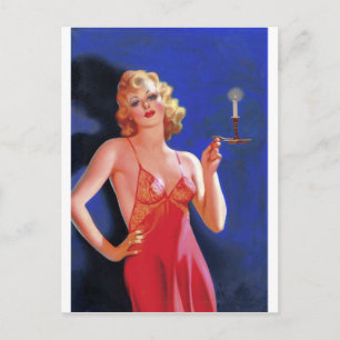 Detektiv-Pulp-Femme Fatale Postkarte