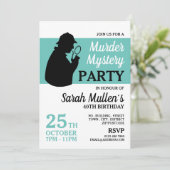 Detektiv Silhouette, Mördermysterium Geburtstag Einladung (Stehend Vorderseite)
