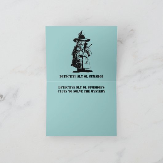 Detektiv Sly Ol Gumuh Mörderin Mystery Sleuth Karte (Innenseite)