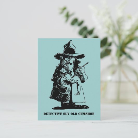 Detektiv Sly Ol Gumuh Mörderin Mystery Sleuth Postkarte (Stehend Vorderseite)