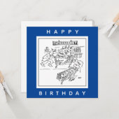 Detektive im Supermarkt-Cartoon speichern Karte (Vorderseite/Rückseite Beispiel)