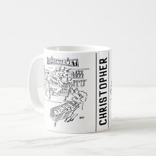 Detektive im Supermarkt Kaffeetasse (Vorderseite Links)