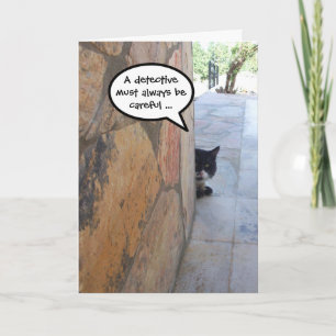 DETEKTIVE KATZE HINTER DER STEINWAND / Vatertag Karte