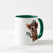 Detektivhund mit Sherlock Holmes Look. Tasse (VorderseiteRechts)