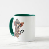 Detektivhund mit Sherlock Holmes Look. Tasse (Vorderseite Links)