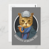 Detektivkatze - Stille Beurteilung Postkarte (Vorne/Hinten)